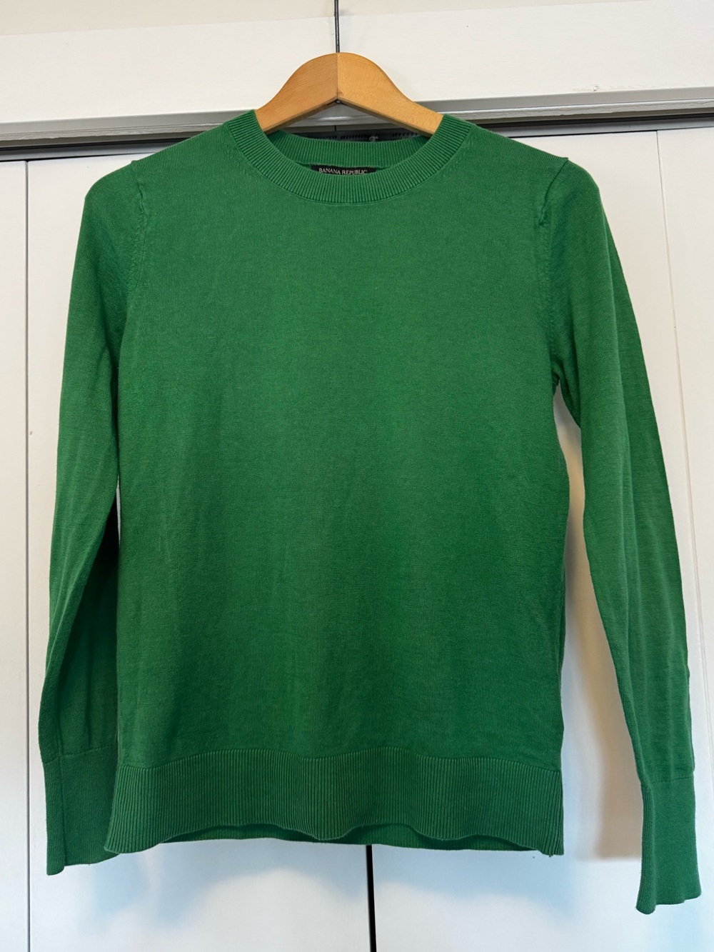 Banana Republic Forever Crewneck Knit Sweater Kelly Green Women's Size Small